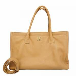 Chanel Executive Leather Tote Bag, Light Brown, 2-Way Bag for Women